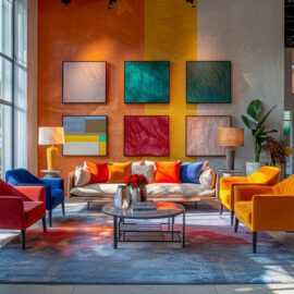 Combinaison harmonieuse de couleurs de peinture dans un espace de maison ouverte, illustrant la réinvention de l'intérieur avec des nuances fascinantes