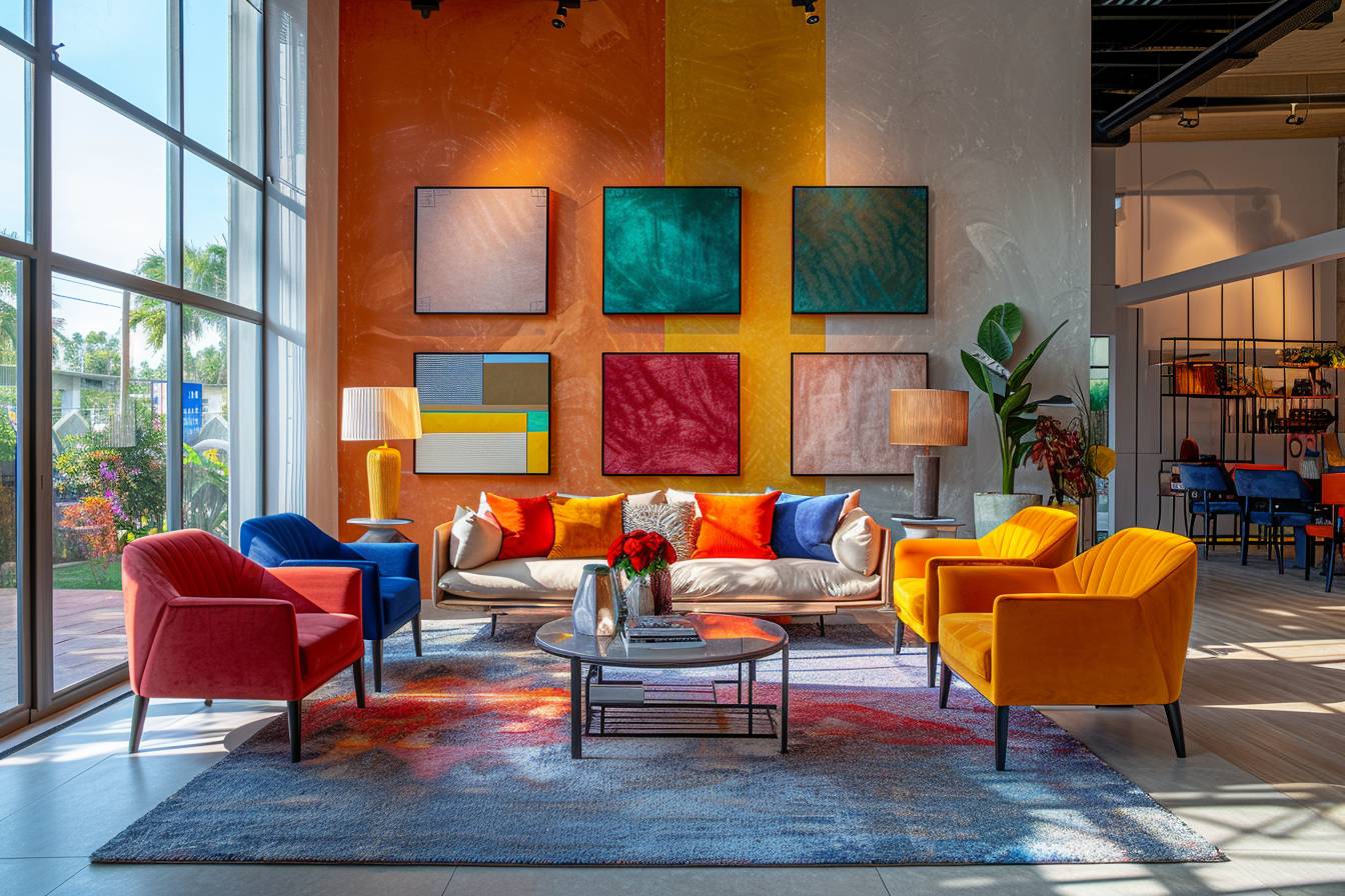 Combinaison harmonieuse de couleurs de peinture dans un espace de maison ouverte, illustrant la réinvention de l'intérieur avec des nuances fascinantes